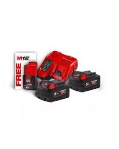 Pack NRJ 2 Batteries 18 volt - 5aH red Li-ION + 1 chargeur rapide M12-18FC