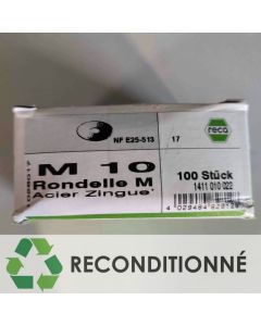 BOÎTE DE 100 RONDELLES PLATES M EN ACIER ZINGUÉ  ||  M10 (JAMAIS UTILISÉ, DANS SON EMBALLAGE D'ORIGINE)