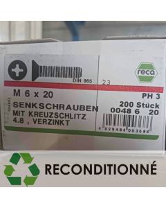 BOÎTE DE 200 VIS À TÊTE FRAISÉE  ||  M 6 X 20 (JAMAIS UTILISÉ, DANS SON EMBALLAGE D'ORIGINE)