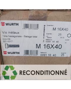 BOÎTE DE 25 VIS HEXAGONALES INOX M16X40 || WURTH FRANCE SA 0091 16 40 (JAMAIS UTILISÉ, DANS SON EMBALLAGE D'ORIGINE)