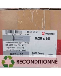 BOÎTE DE 25 VIS HEXAGONALES M20X60 || WURTH FRANCE SA 0057 20 60 (JAMAIS UTILISÉ, DANS SON EMBALLAGE D'ORIGINE)